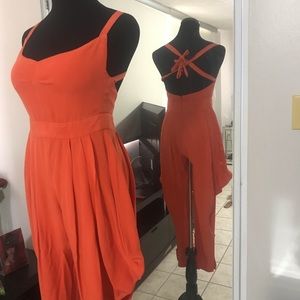 Hot Orange Designer Jumpsuit
